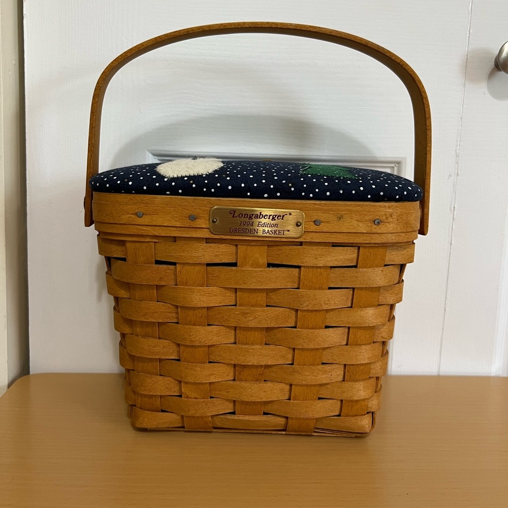 Longaberger 1994 Edition Rectangle Basket Snowman Christmas Tree Lid